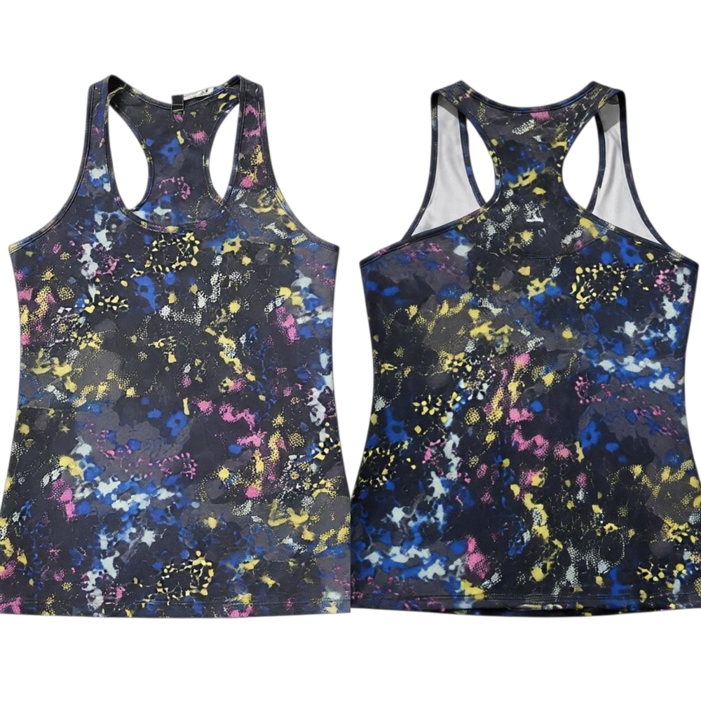 Women's Multicolor Racerback Tank Top Size M Workout Athletic Sporty Gym